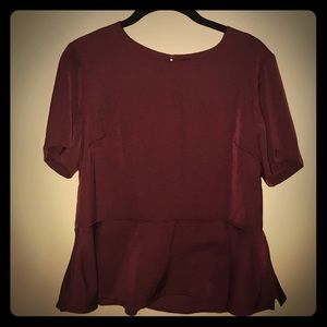 silk maroon banana republic blouse